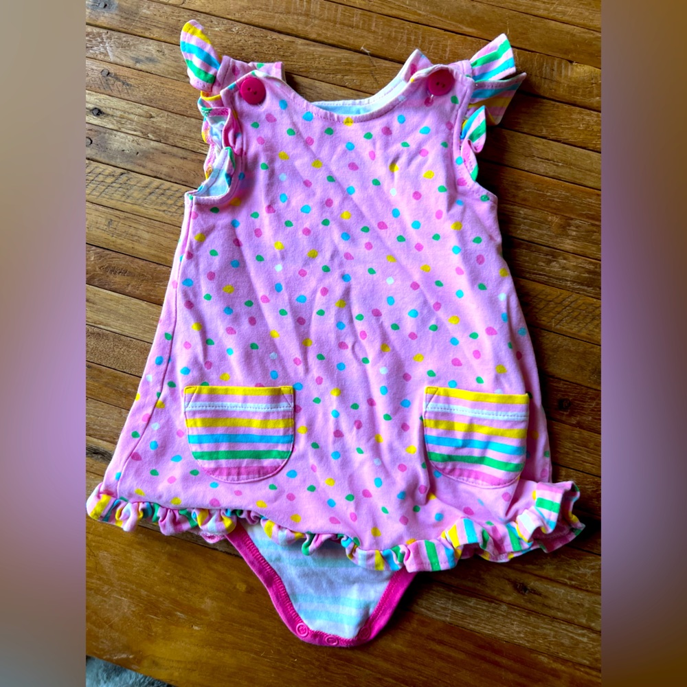 3M girls Florence Eiseman Multi-dot dress with attached bodysuit
